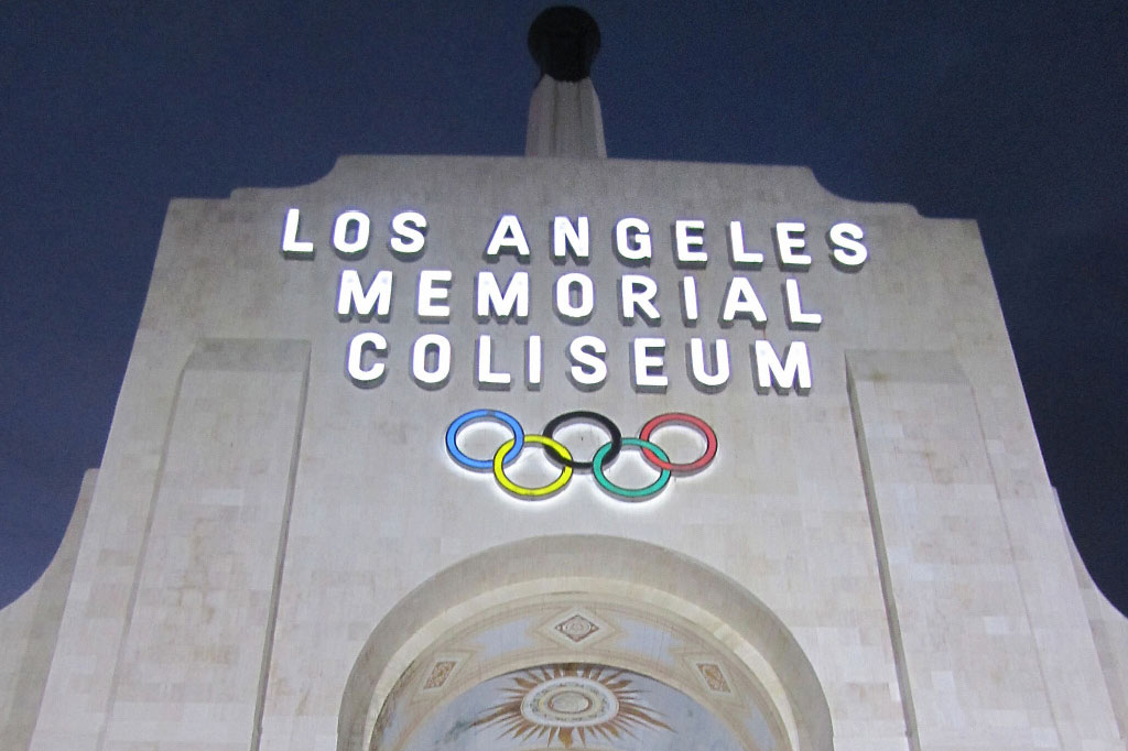 LA Memorial Colosseum Press Box Front Signage